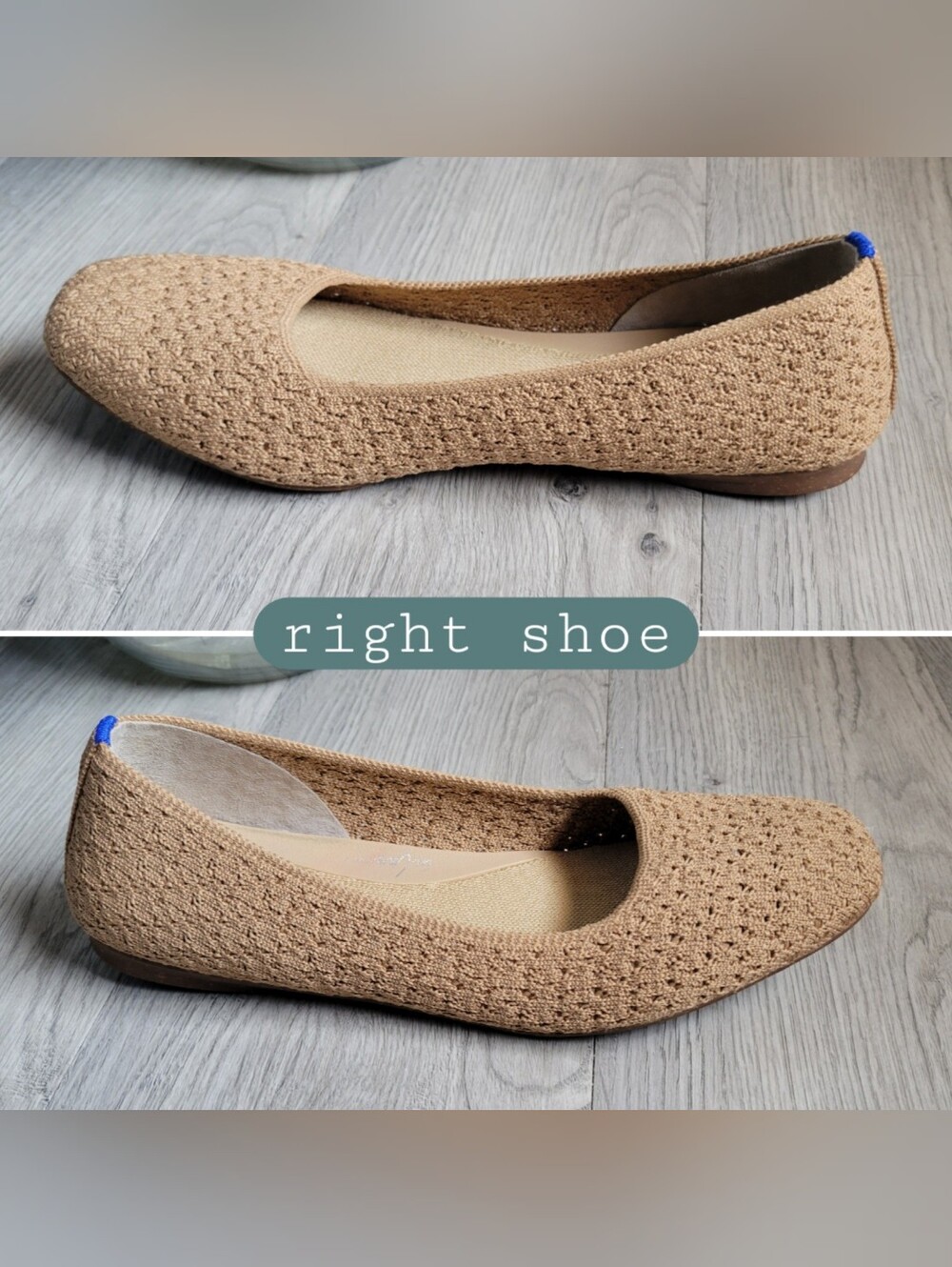 Rothy's The Max Square Toe Wren Crochet Tan Camel Flats, Women's US 7.5 EU 37.5 - Picture 8 of 15